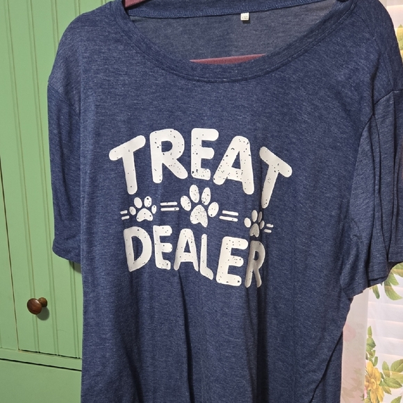 None Tops - Blue 'Treat Dealer' Dog Lover T-Shirt 2x. ( 4x) Fits Xxl 20